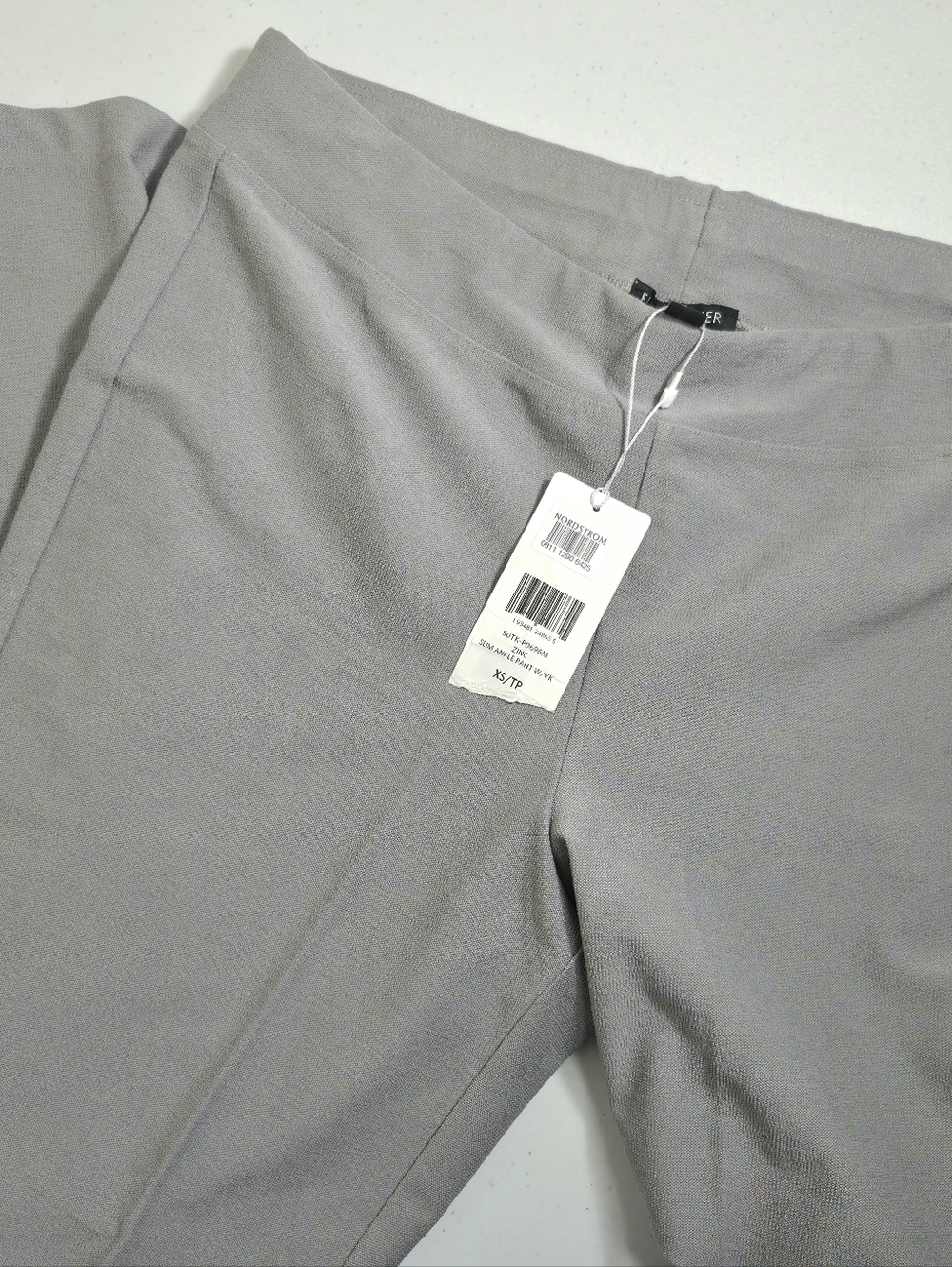 NEW Eileen Fisher Washable Stretch Crepe Slim Ankle Pant Zinc Gray XS Pull On